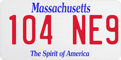 MA license plate 104NE9