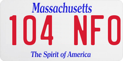 MA license plate 104NF0