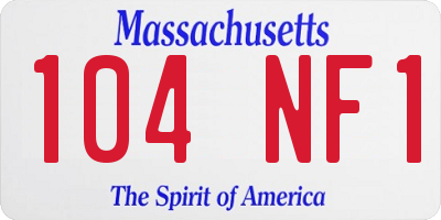 MA license plate 104NF1