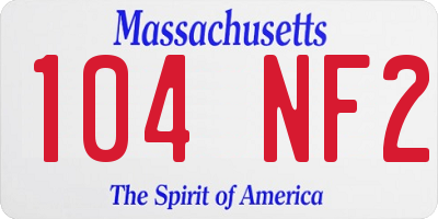 MA license plate 104NF2