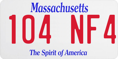 MA license plate 104NF4
