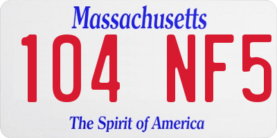 MA license plate 104NF5