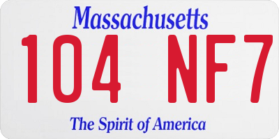 MA license plate 104NF7