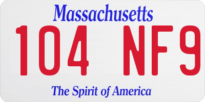 MA license plate 104NF9
