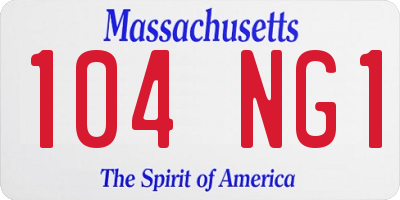MA license plate 104NG1