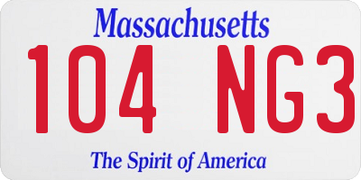 MA license plate 104NG3