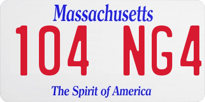 MA license plate 104NG4