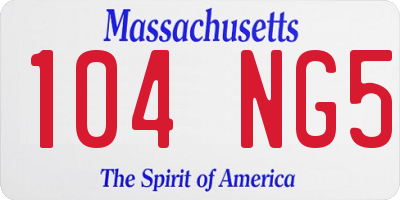 MA license plate 104NG5