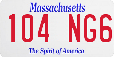 MA license plate 104NG6