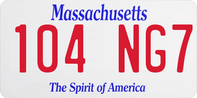 MA license plate 104NG7