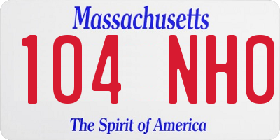 MA license plate 104NH0