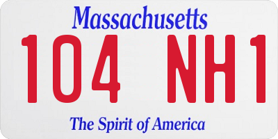 MA license plate 104NH1