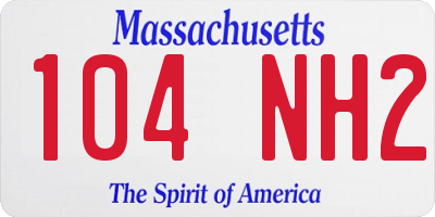 MA license plate 104NH2