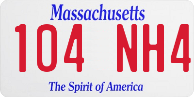 MA license plate 104NH4