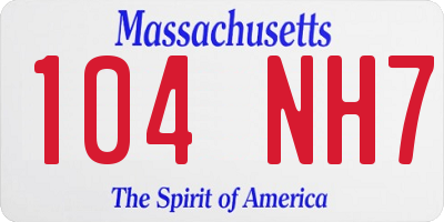 MA license plate 104NH7