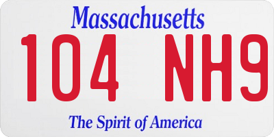 MA license plate 104NH9