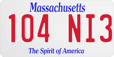 MA license plate 104NI3