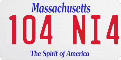 MA license plate 104NI4