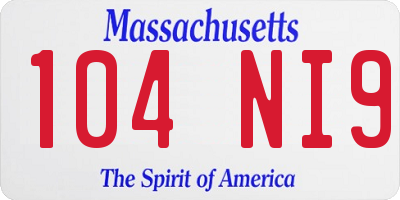 MA license plate 104NI9