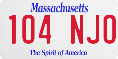 MA license plate 104NJ0