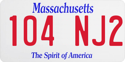 MA license plate 104NJ2