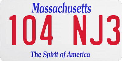 MA license plate 104NJ3