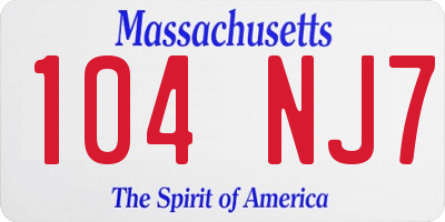MA license plate 104NJ7