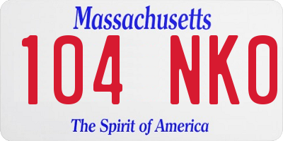 MA license plate 104NK0