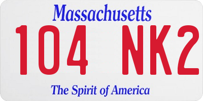 MA license plate 104NK2