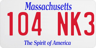 MA license plate 104NK3