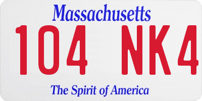 MA license plate 104NK4