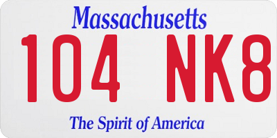 MA license plate 104NK8