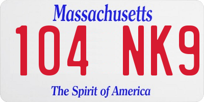 MA license plate 104NK9