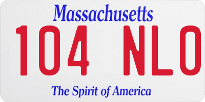 MA license plate 104NL0