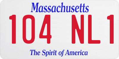 MA license plate 104NL1