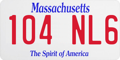 MA license plate 104NL6