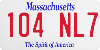 MA license plate 104NL7