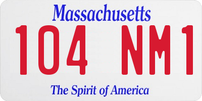 MA license plate 104NM1