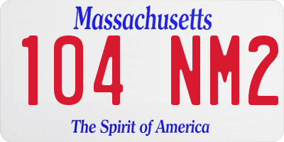 MA license plate 104NM2