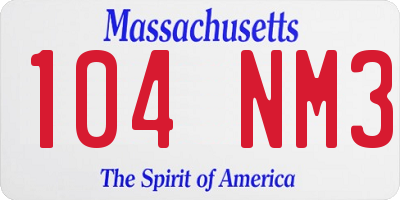MA license plate 104NM3