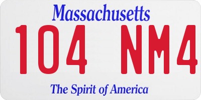 MA license plate 104NM4