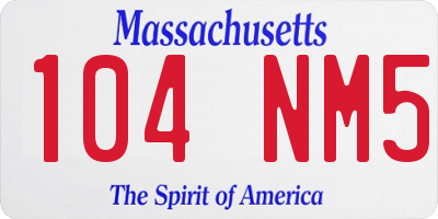 MA license plate 104NM5