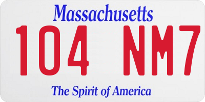 MA license plate 104NM7