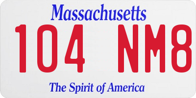 MA license plate 104NM8