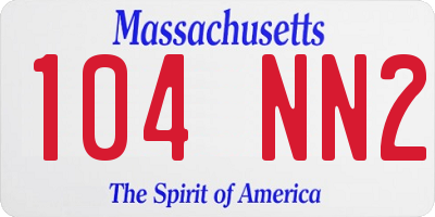MA license plate 104NN2
