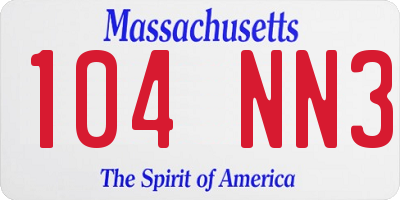 MA license plate 104NN3