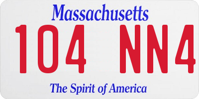 MA license plate 104NN4