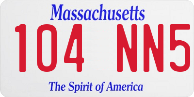 MA license plate 104NN5