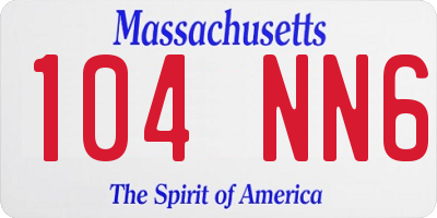 MA license plate 104NN6