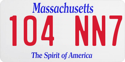 MA license plate 104NN7